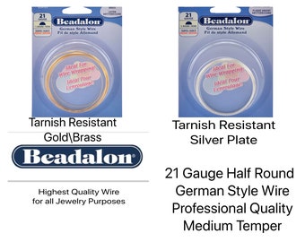 21 Gauge, German Style, Half Round Wire, for Wire Wrapping, 4m or 13.1 ft., Tarnish Resistant Silver