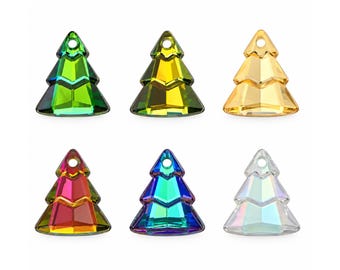 Swarovski Crystal Christmas Tree Charm 15x13mm, Holiday Pendant, Austrian Crystal Jewelry Making