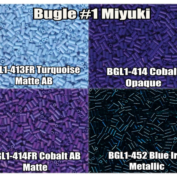 Miyuki Bugles #1 Size 3mm, 10g, BGL1-413FR, BGL1-414, BGL1-414FR, BGL1-452
