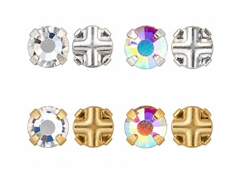Preciosa Maxima Rose Montee Sew-On Crystals 3.5mm SS12, Crystal or Crystal AB, Gold or Silver Setting, Czech Crystals