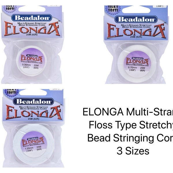 ELONGA, Cordon extensible multibrins, Cordon à nouer, Couleur transparente, 5, 25 ou 100 m, 0,3 mm, 0,7 mm ou 1 mm, 5, 25 ou 100 mètres