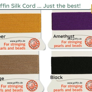 GRIFFIN Silk Thread or Cord, 2 meters, for Knotting or Stringing, Needle Attached, 21 Colors image 5