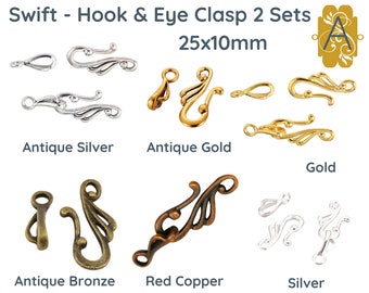 Back in Stock! SWIFT Hook & Eye Clasp, 2 Sets, 6 Finishes