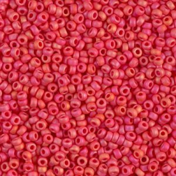 8-407FR, Miyuki 22g Matte Opaque Vermillion Red AB 8-407FR, Miyuki 22g Matte Opaque Vermillion Red AB