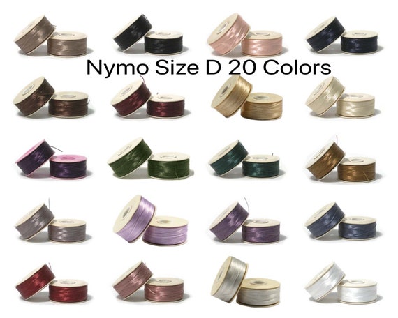 Nymo Nylon Seed Bead Thread Sized D, 8 Bobbin Assorted Colors, 64 Yards Each