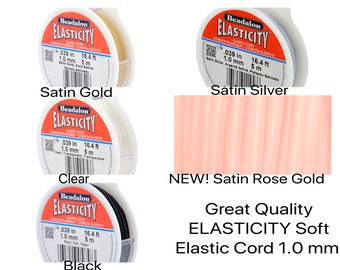 ELASTICITY, 1.0mm Elastic Stretch Cord ,by Beadalon 5 Colors