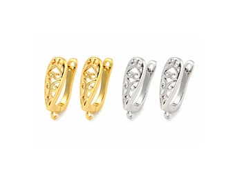 Spiral Heart Leverback Earring Findings, 18K Gold or Platinum Plated, Brass Earring Hooks, Jewelry Making, 1 Pair