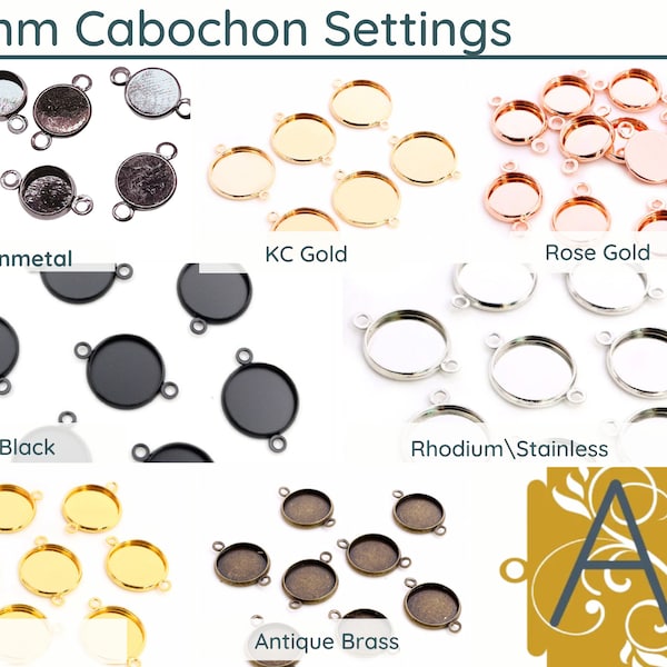 8MM Cabochon Settings or Bezel Cup, 4 Pcs., Double Loop, Bulk available