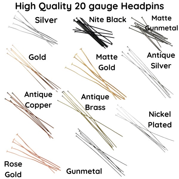 Excellent Flat Top Headpins, 20 gauge, 2 or 3 Inches, 11 Finishes