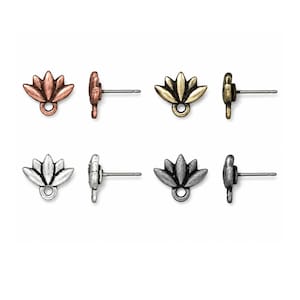 TierraCast LOTUS Ear Posts, with Titanium Posts, 4 Finishes, 1 Pair