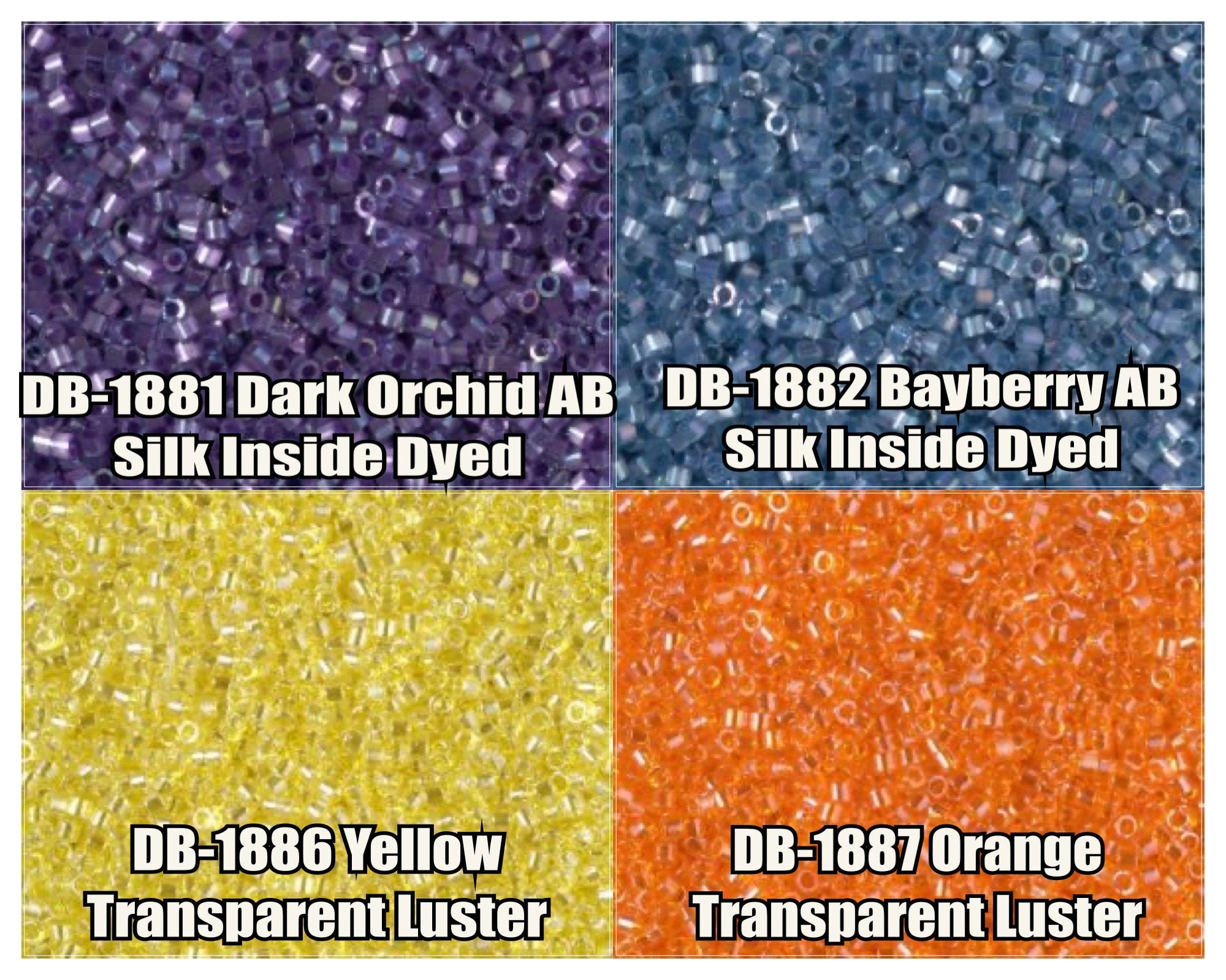 11/0 Miyuki Delica Beads, DB1881, DB1882, DB1886, DB1887 - 5g, 10g