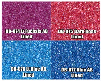 5g, 10g 11/0 Miyuki Delica beads, DB074, DB075, DB076, DB077