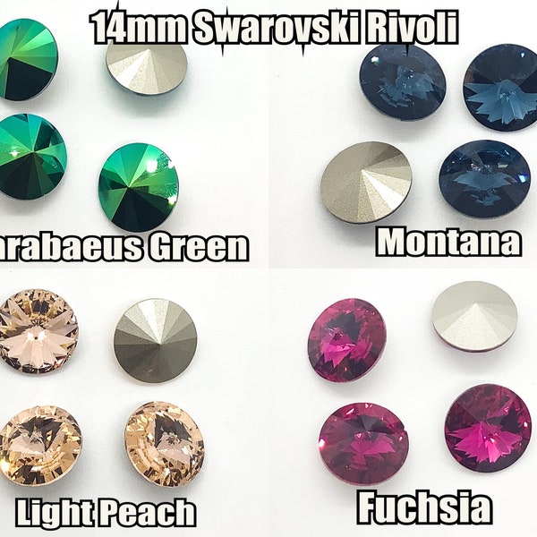 14mm Argus 1122 Rivoli, Light peach, Montana, Scarabaeus Green, Fuchsia