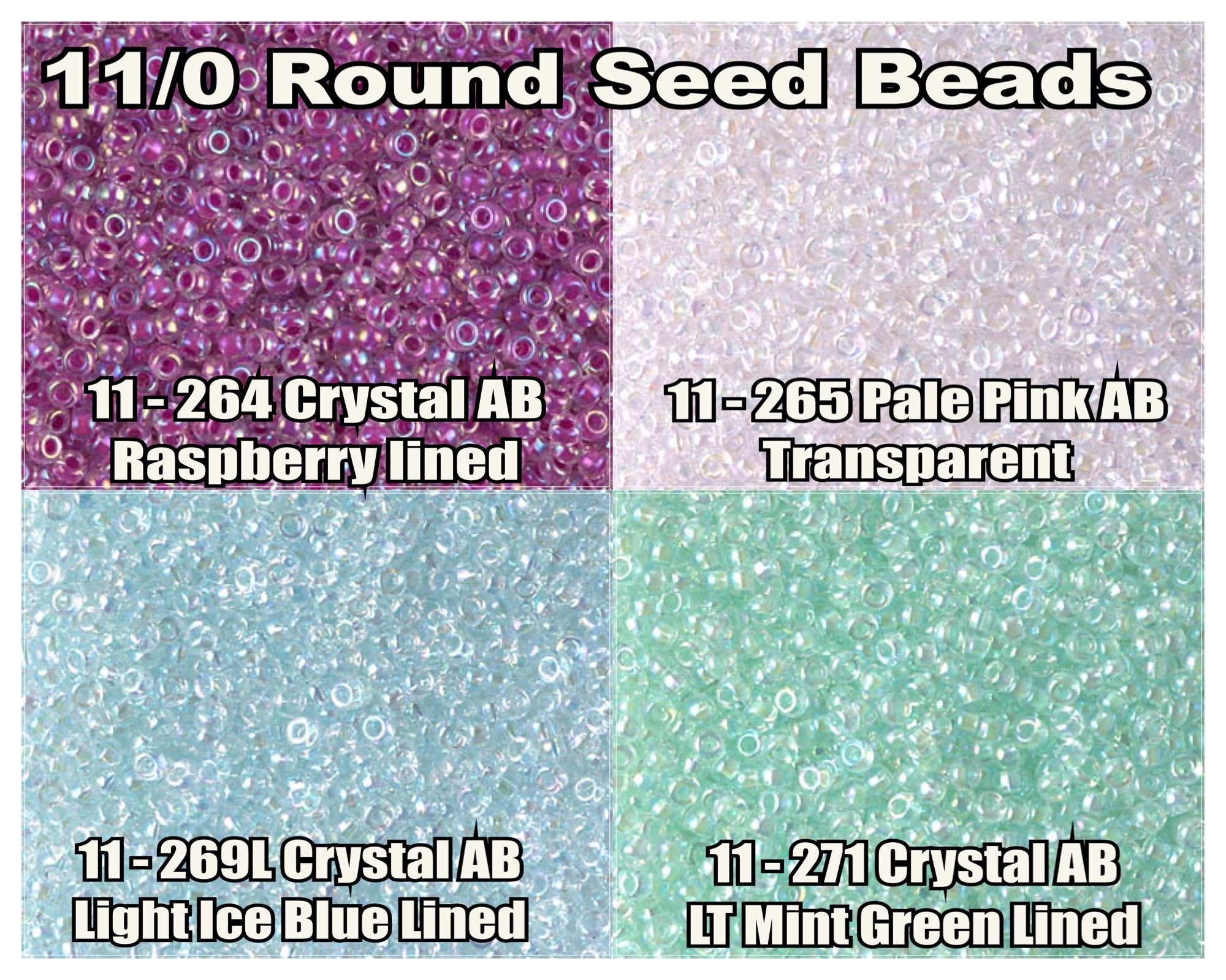 11-265, Miyuki 22g Light Pink Lined Crystal AB 11-265, Miyuki 22g Light Pink Lined Crystal AB
