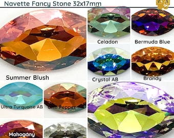 Argus Navette Fancy Stone, 4227, 32x17mm, Crystal AB, Chili Pepper, Mahogany, Celadon, Summer Blush, Glacier Blue & More