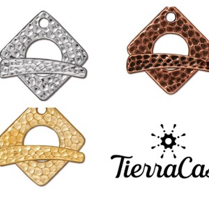 TierraCast, HAMMERTONE Square Toggle Clasp, Bright 24K Gold Plate, Antique Copper, White Bronze