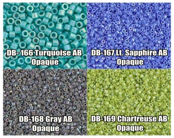 5g, 10g 11/0 Miyuki Delica beads, DB166, DB167, DB168, DB169