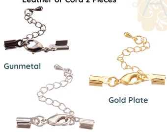 Chain Extender, for Flat Leather or Cord, with Lobster Clasp, Silver, Gold or Gunmetal