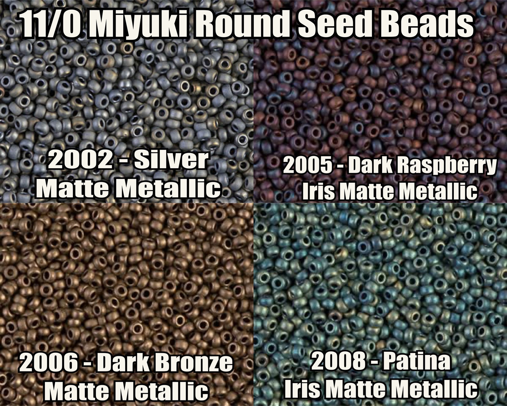11/0 Miyuki Round Seedbeads 23g, Silver Metallic Matte 2002