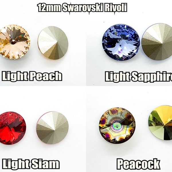 12mm 1122 Argus Crystal Rivoli , from Austria, Light Peach, Light Sapphire, Light Siam , Crystal Peacock