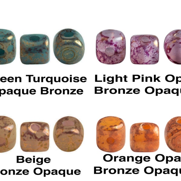 Minos par Puca + Free Pattern w Purchase - 5g - Orange Opal Bronze, Green Turquoise Bronze, Beige Bronze, Light Pink Bronze Opaque