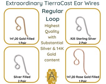 French Hook Ear Wires, Regular Loop, Sterling Silver, Gold Filled, Rose Gold Filled, Silver Filled, Tierracast