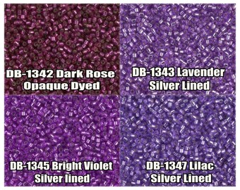 11/0 Miyuki Delica beads, DB1342, DB1343, DB1345, DB1347 - 5g, 10g