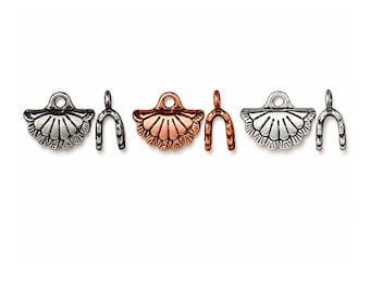 TierraCast Concho Crimp Ends for Flat Leather, 19x13mm Pewter Cord Ends, Western Jewelry Findings, 2 Pieces