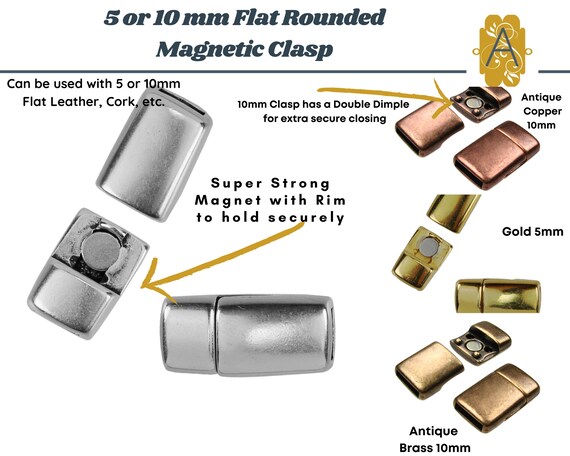 5 or 10mm ROUNDED Flat Leather Magnetic Clasp Can Be Used With
