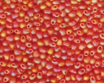 Miyuki Drop Beads 3.4mm, DP-0138FR, Matte Transparent Orange AB, 10g