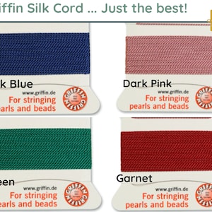 GRIFFIN Silk Thread or Cord, 2 meters, for Knotting or Stringing, Needle Attached, 21 Colors image 7