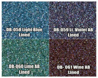 5g, 10g 11/0 Miyuki Delica beads, DB058, DB059, DB060, DB061