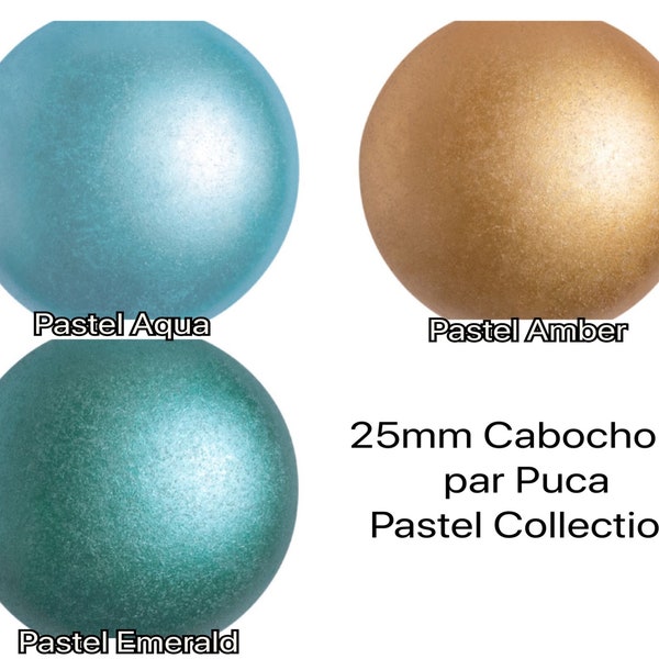 25mm Cabochons par Puca, 1 Piece, + TWO FREE Patterns with Order, Pastel Collection.