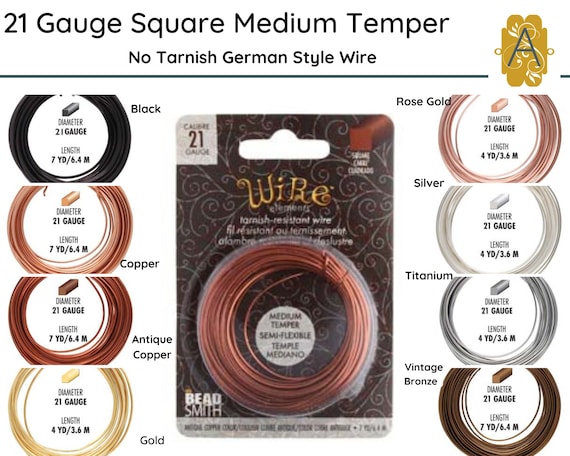 Square Wire Non Tarnish 18 and 21 gauge - Copper, Vintage Bronze