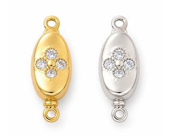Elara Bayonet Peanut Clasp with Cubic Zirconia, 18mm Pinch Release Clasp, Bracelet & Necklace Jewelry Finding