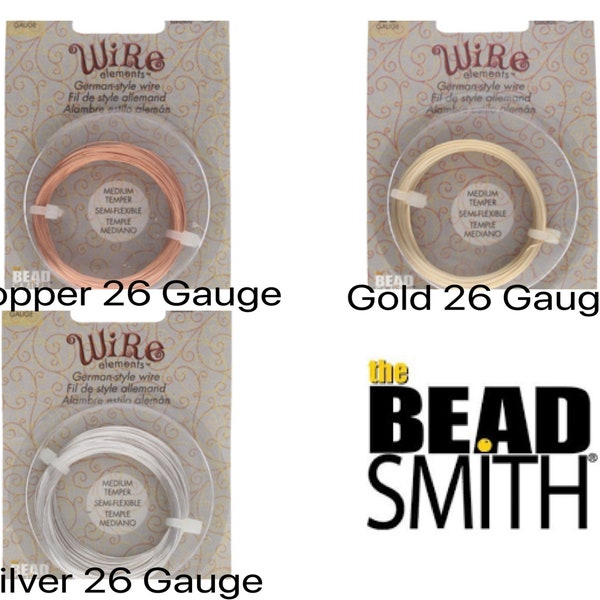 26 Gauge GERMAN STYLE Beading\Jewelry Wire by Beadsmith 12 meters 3 colors