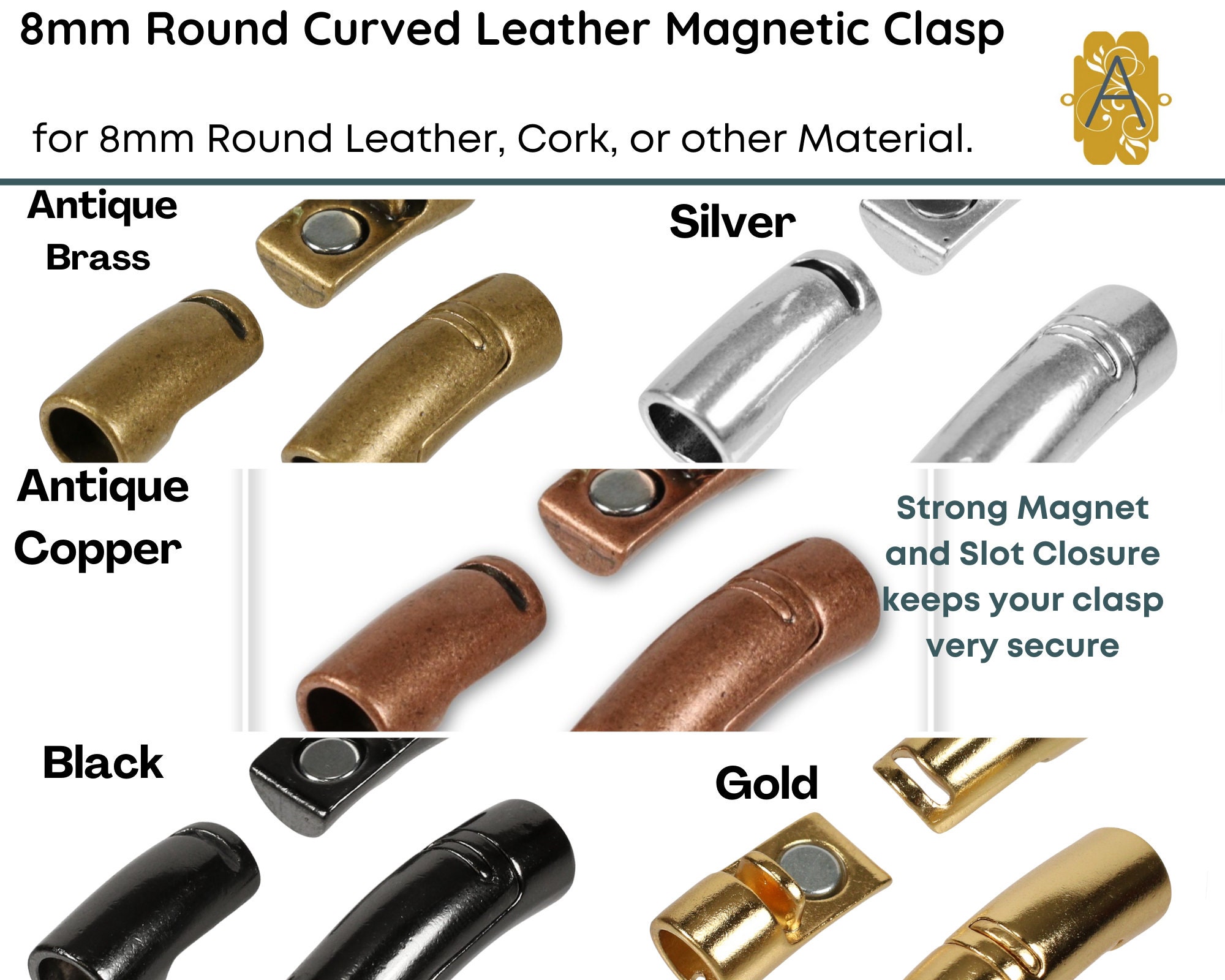 Regaliz Smooth Magnetic Bracelet Clasps Gold Plated CL12 