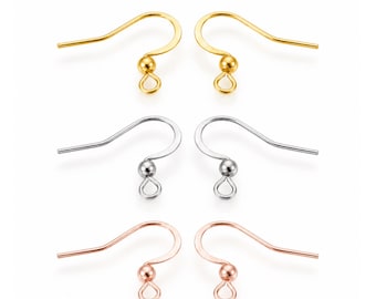 Sophisti French Hook Earring Wires, 316 Surgical Stainless Steel, 3 Finishes, Earring Findings, 2 or 5 Pairs