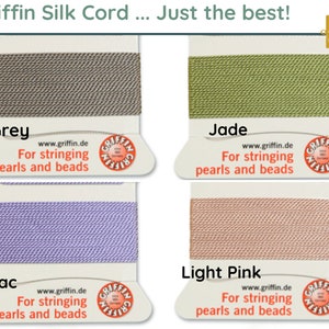 GRIFFIN Silk Thread or Cord, 2 meters, for Knotting or Stringing, Needle Attached, 21 Colors image 9