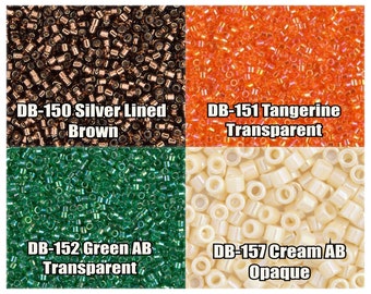 5g, 10g 11/0 Miyuki Delica beads, DB150, DB151, DB152, DB157