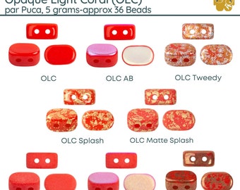 Lipsi par Puca, Opaque Light Coral Red Collection, (5g ~ 36 beads), Don't Forget your 2 Free Patterns, 8 Colors to Choose From!