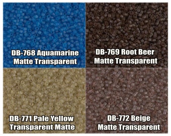 11/0 Miyuki Delica beads, DB768, DB769, DB771, DB772 - 5g, 10g