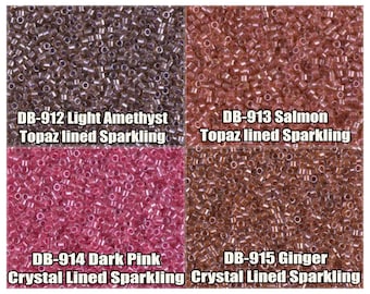 11/0 Miyuki Delica beads, DB912, DB913, DB914, DB915 - 5g, 10g