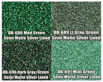 11/0 Miyuki Delica beads, DB688, DB689, DB690, DB691 - 5g, 10g