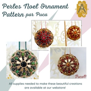 GRATIS 'Perles Noel'-patroon, kerstornament met kralen, gratis bij aankoop van Par Puca of download tegen een kleine vergoeding