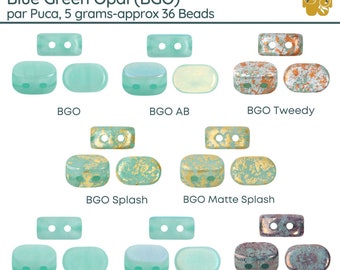 Lipsi par Puca, Blue Green Opal Collection, (5g ~ 36 beads), Don't Forget your 2 Free Patterns, 8 Colors to Choose From!