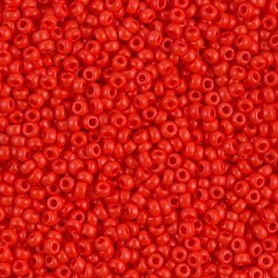 8-407FR, Miyuki 22g Matte Opaque Vermillion Red AB 8-407FR, Miyuki 22g Matte Opaque Vermillion Red AB