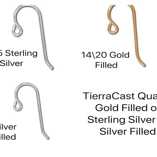 Sterling Silver or 14\20 Gold Filled, French Hook Ear Wires, 2 Pair, TierraCast