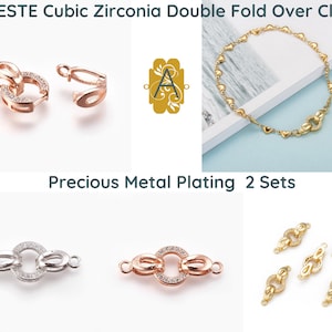 CELESTE, 1-Strand Fold Over Clasp, Cubic Zirconia, Precious Metal Plating