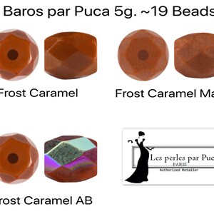 Baros par Puca, 5g. ~19 Beads, + 2 Free Patterns with par Puca Order, Frost Caramel, Caramel AB, Caramel Matte